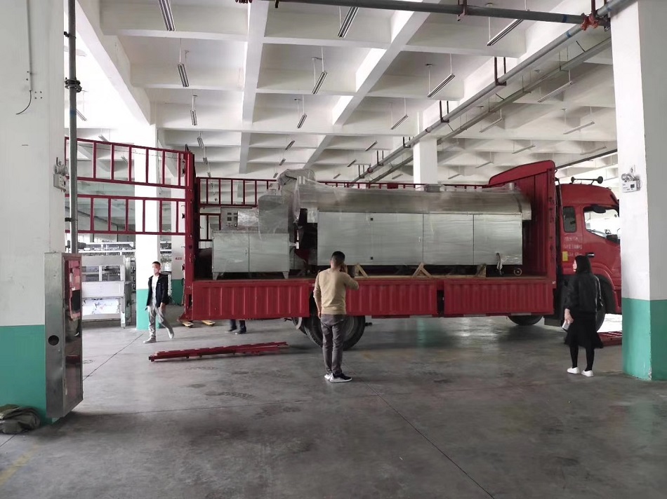 Deliver 4meters roasting machine production line  to customer side